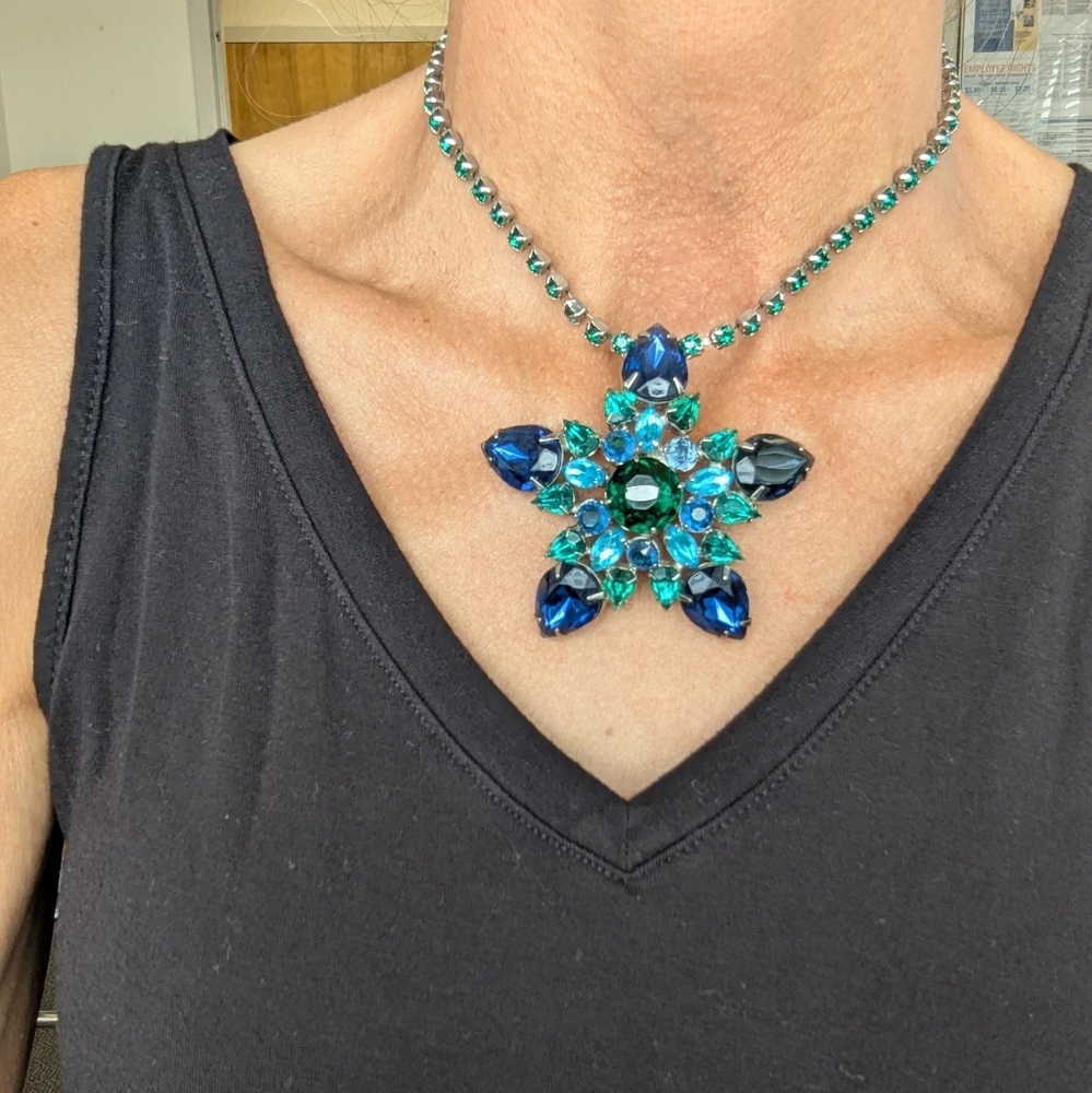 RARE VTG JULIANA? LARGE STAR RHINESTONE NECKLACE
